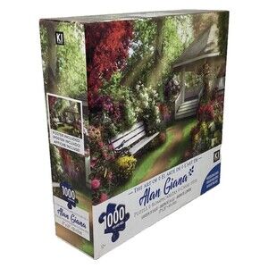 Alan Giana Art of 1000 Piece Puzzle Poster Gazebo Bench Garden Light Flowers